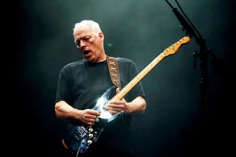 David Gilmour with his black 1969 Fender Stratocaster.