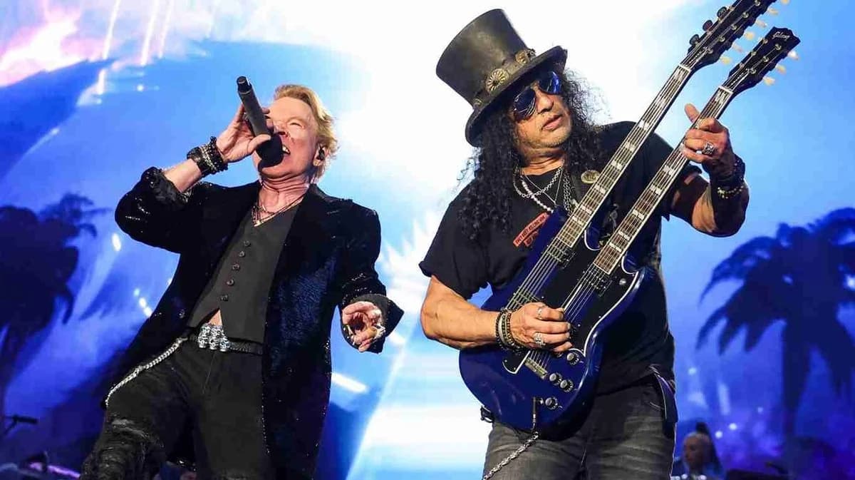 Guns N' Roses performing live during the Not in This Lifetime tour